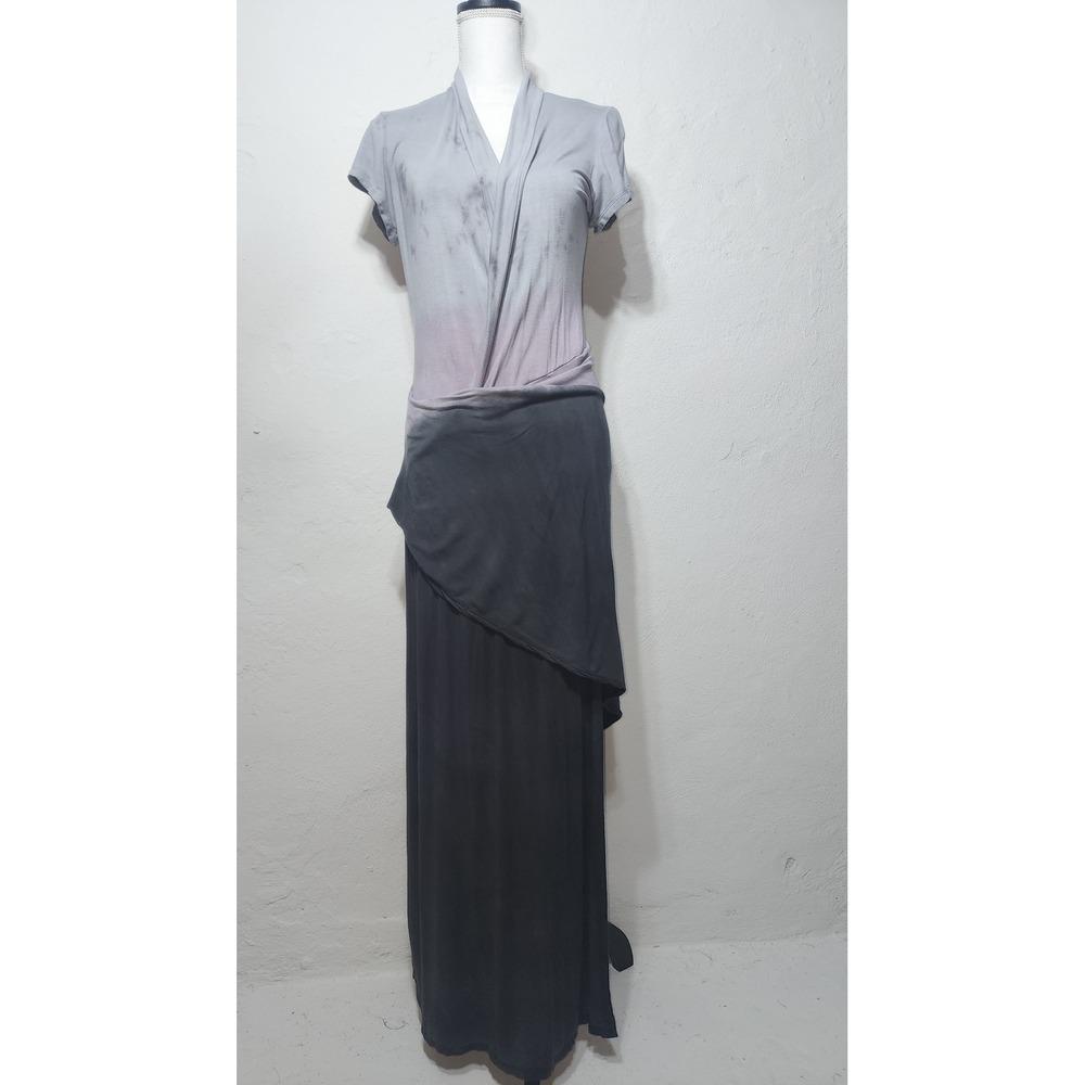 Urban X Maxi‎ Dress Womens Large Rayon Spandex Grey Ombre Draped Asymmetric